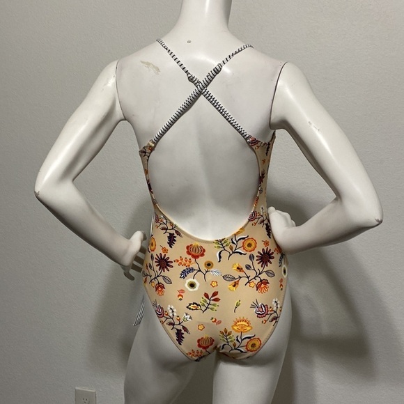 CupShe NEW Boho Floral Striped Wrap Swim One Piece Bathing Suit Size S - Picture 5 of 11
